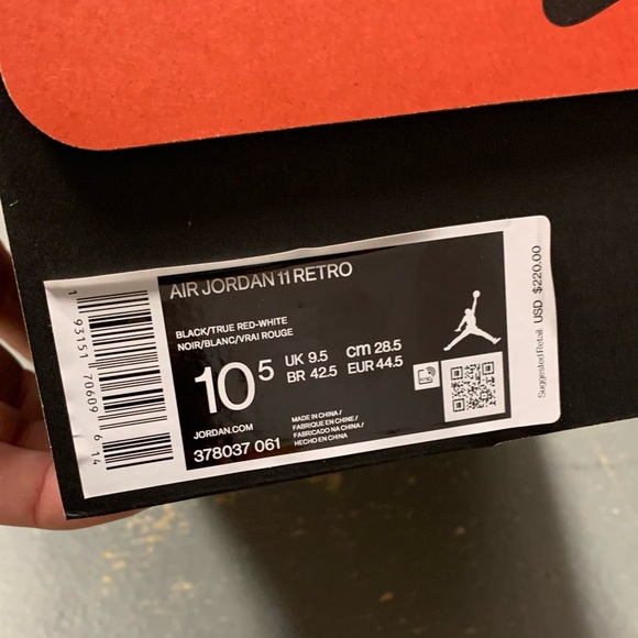 Air Jordan 11 XI Bred Retro 23 378037-061 10.5 - Picture 8 of 8